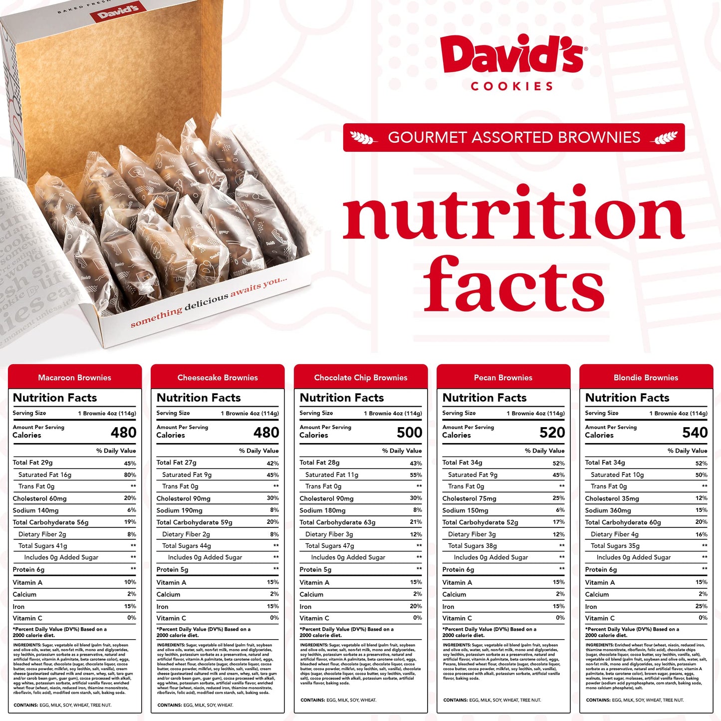 Davids Cookies Assorted Brownies in Carton Box | Enjoy Our Delicious  Great for Sharing Freshly-Baked Assorted Brownie Snacks While Bonding With Friends And Family - Single Pack