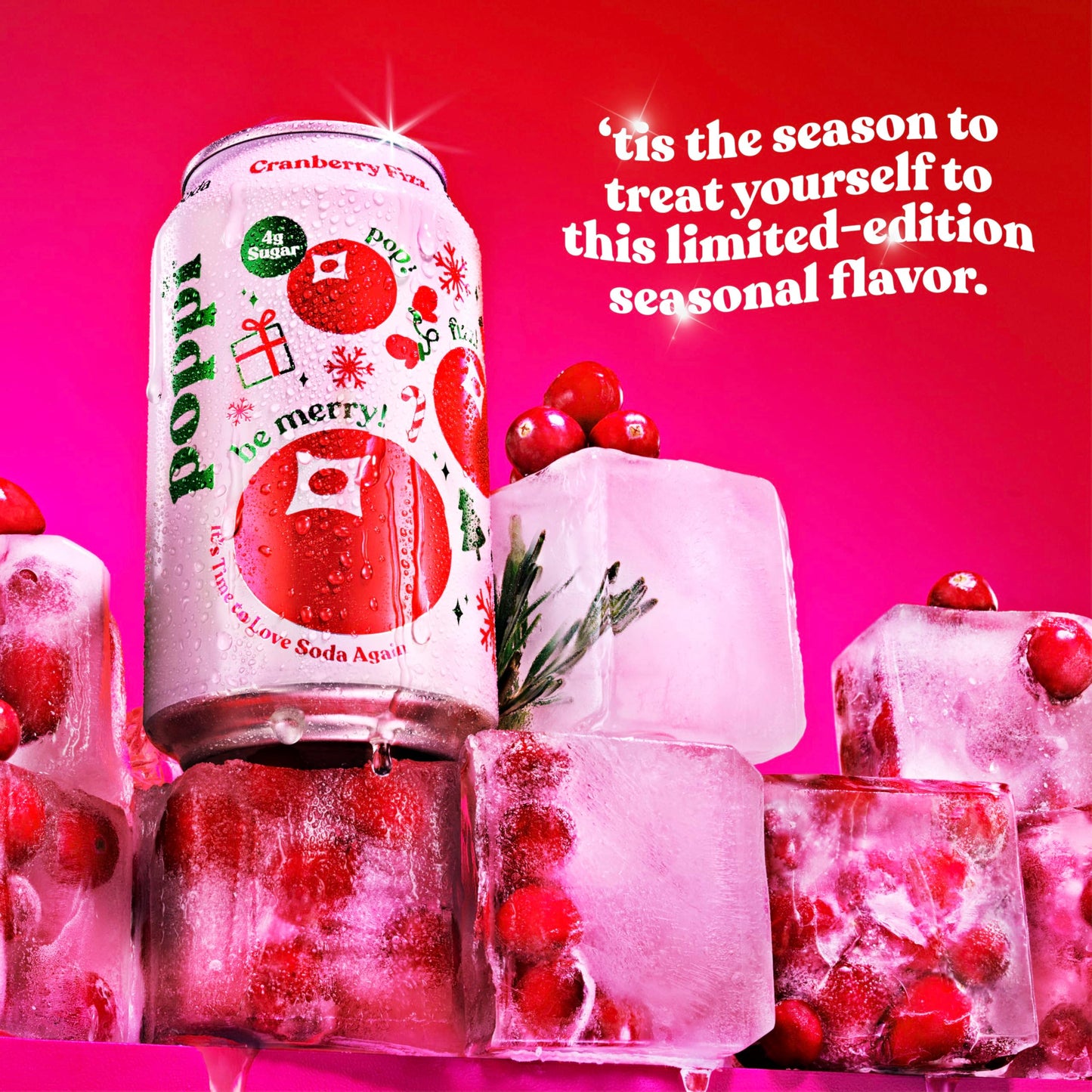 poppi Sparkling Prebiotic Soda with Apple Cider Vinegar, Cranberry Fizz Flavor, 12 Fl Oz, Pack of 12