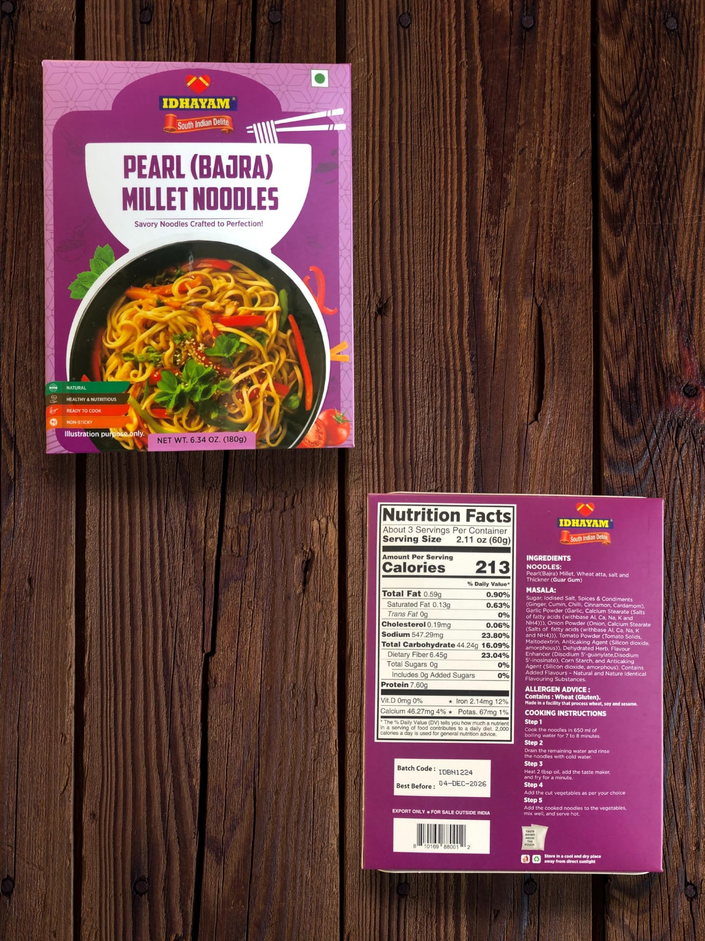 Millet Noodle Trio Pack - Little Millet, Pearl Millet (Bajra), & Foxtail Millet - 540G 3X180G - No Maida, High Protein & Fiber,