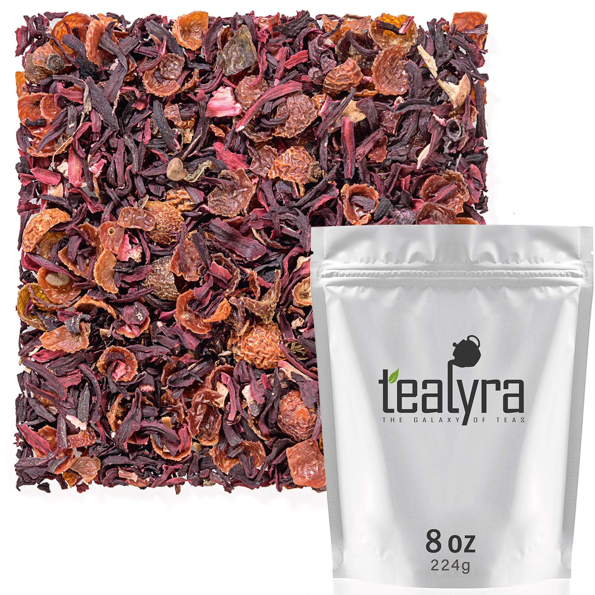 Tealyra - Hibiscus And Rosehips - Herbla Loose Leaf Tea - Health Tonic - Supports Healthy Blood Pressure - Energy Blend-Free - Vitamins Rich - All Natural - 224G (8-Ounce)