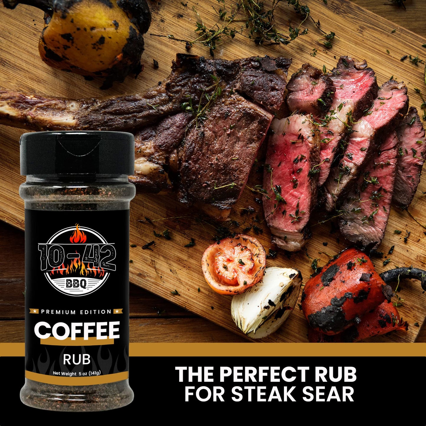 Five Star Seasonings BBQ Coffee Meat Rub, NO MSG, Low Sodium, 5 oz