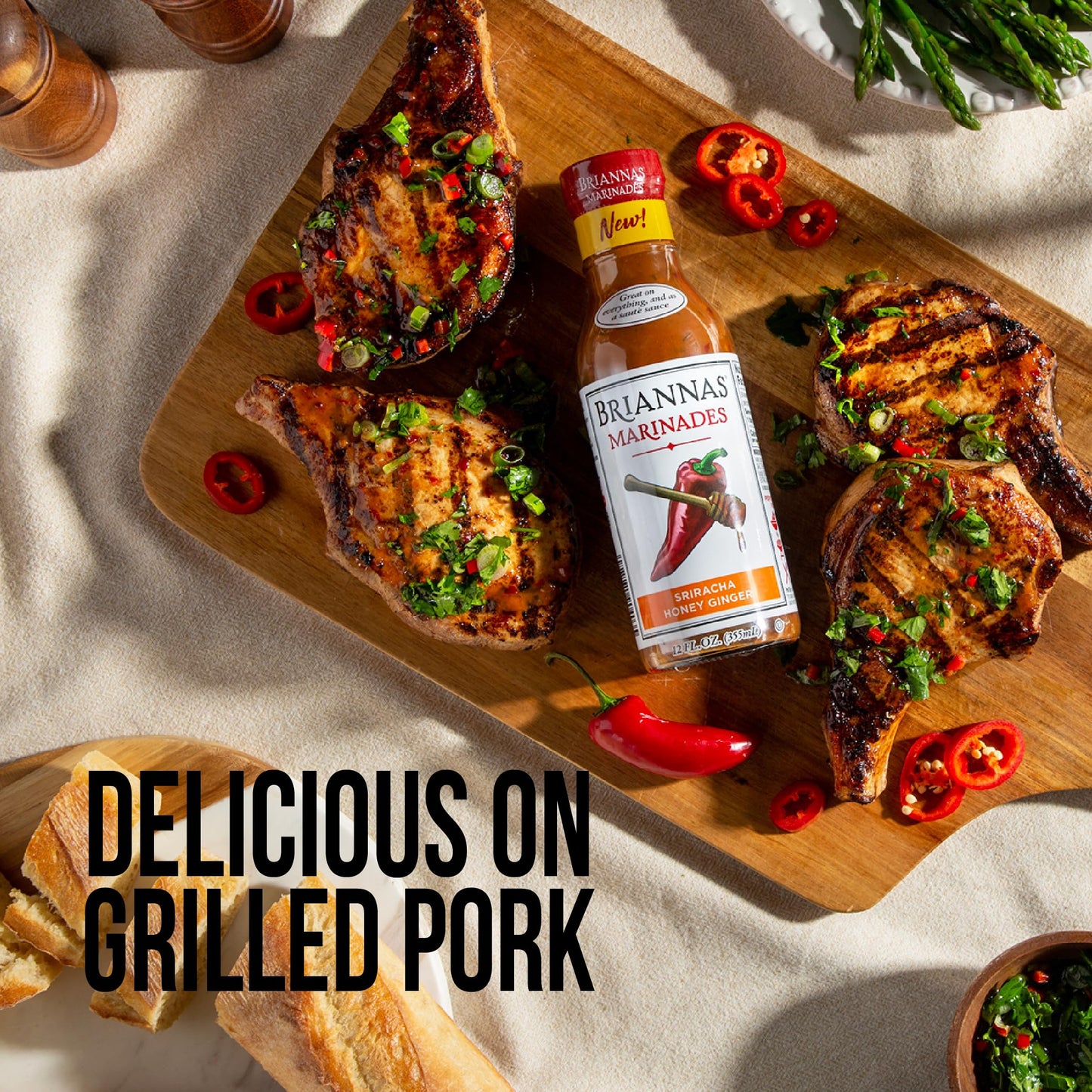 Briannas - Sriracha Honey Ginger Marinade - Small Batch, Gluten Free Marinade Made With Premium Ingredients - 12 Oz. Bottles - 6