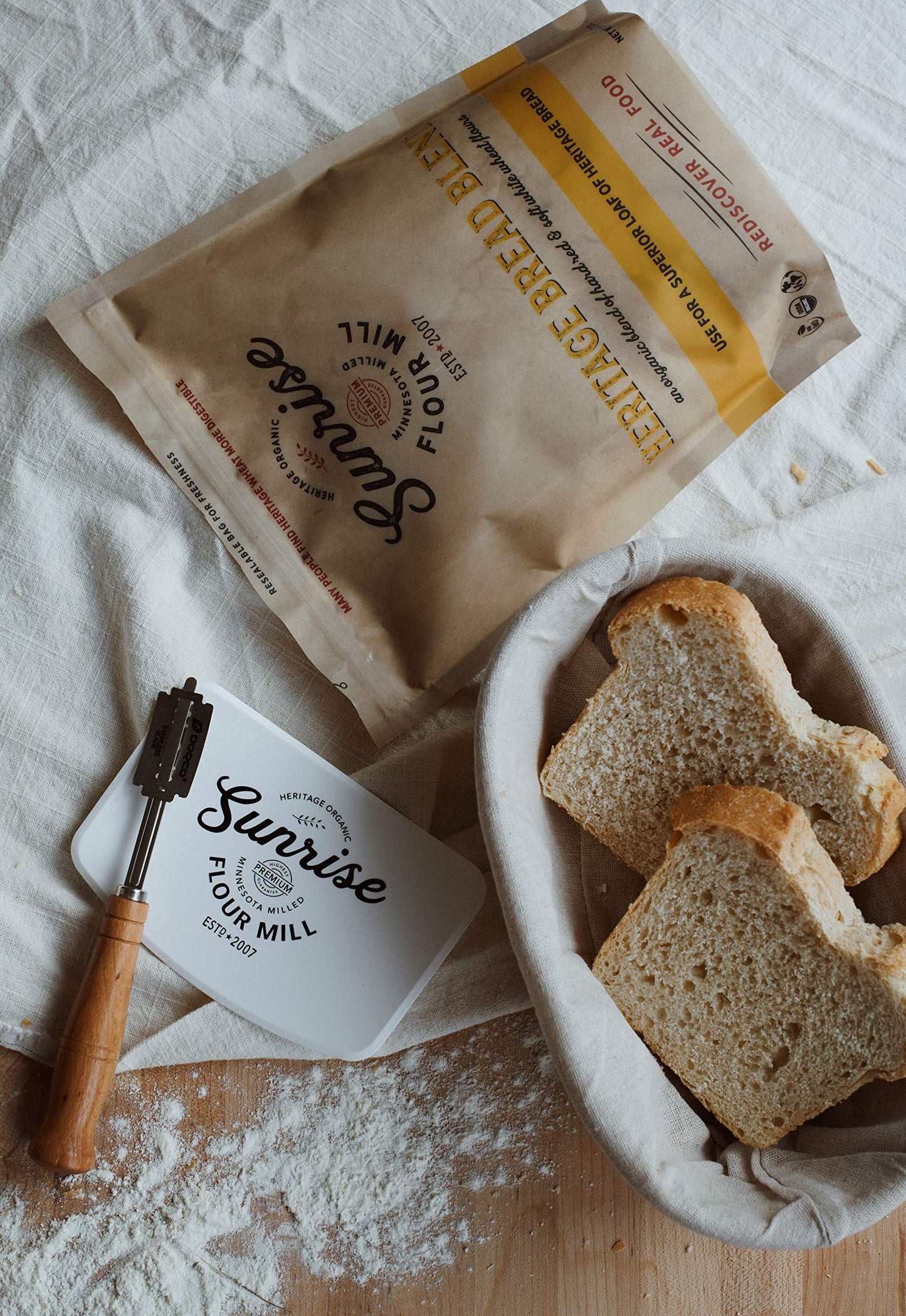 Sunrise Flour Mill Organic Bread Flour Blend, 5 lbs, High Protein, Easy to Digest, Smooth Nutty Flavor