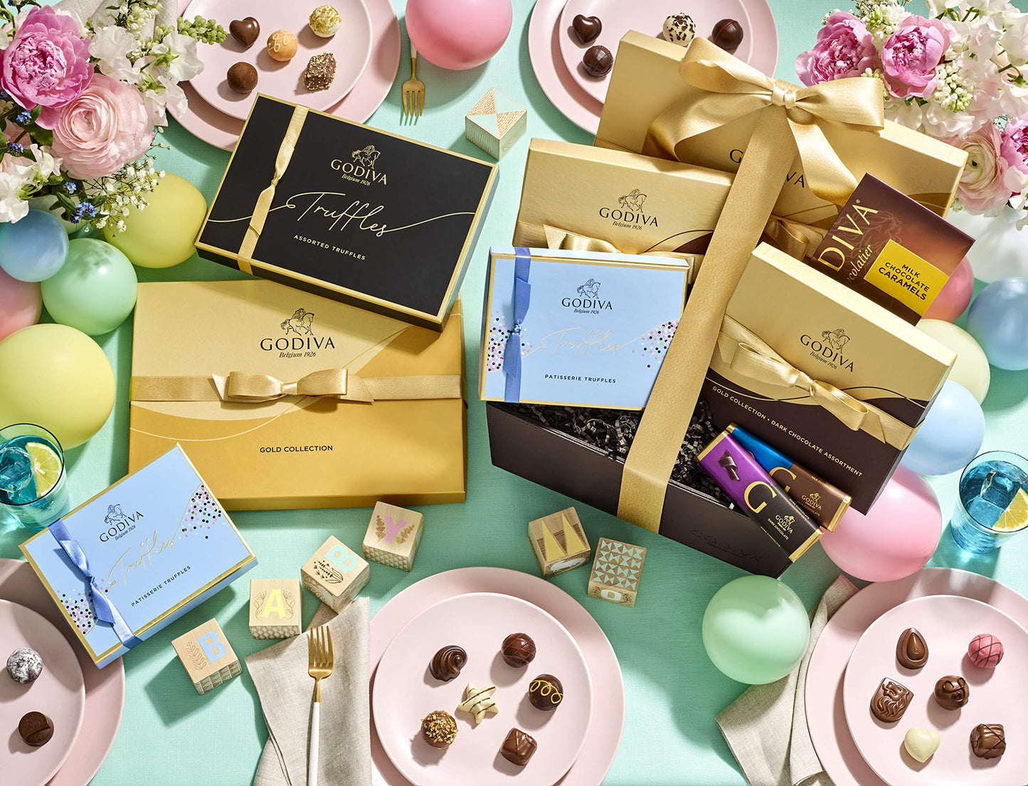 Godiva Chocolatier Chocolate Gift Box For Birthday, Thank You, Anniversary, Congratulations Gift Basket Gold Ribbon Gourmet Candy Assortment With Praline, Caramel In Milk, White, Dark Chocolate, 19Pc