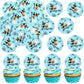 Ercadio 48Pcs Edible Halloween Cupcake Toppers - Cute Ghosts, Bats & Black Cats - Party Cake Decor - Blue