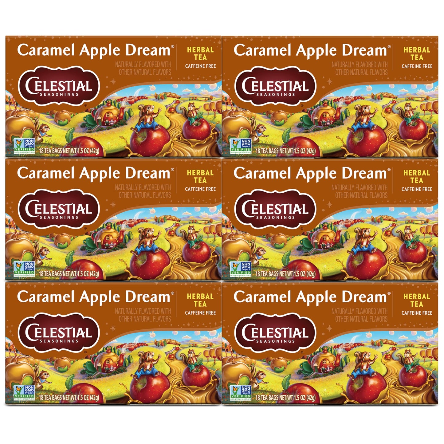 Celestial Seasonings Herbal Tea, Caramel Apple Dream, 18 Count, Pack of 6