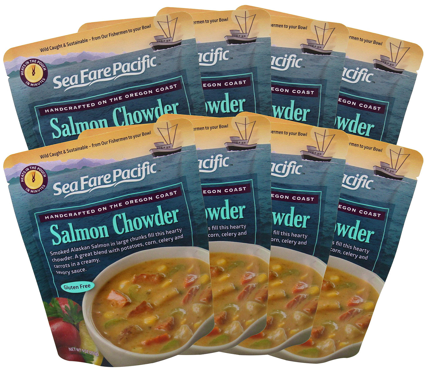 Sea Fare Pacific Smoked Salmon Chowder, 9 Ounce, Pack of 8