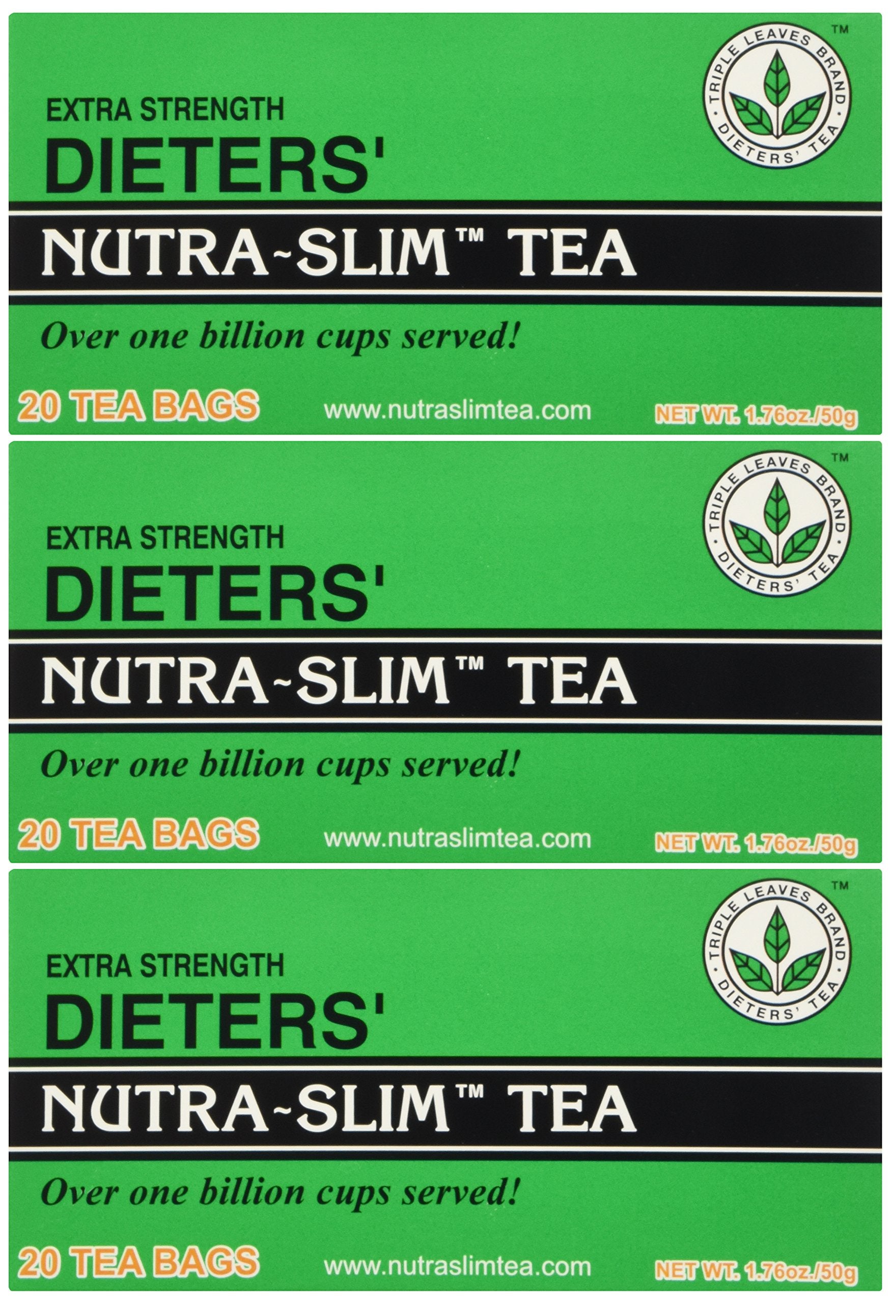 Triple Leaves Brand Nutra-Slim Tea (20 Tea Bags), Extra Strength - Senna Tea Dietary Detox, 20 Count (Pack of 3)