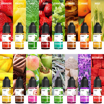 Food Flavoring Oil - 16 Pack X .34 Fl Oz Concentrated Flavor Oil Extracts For Baking, Cooking, Candy - Water & Oil Soluble Lip G