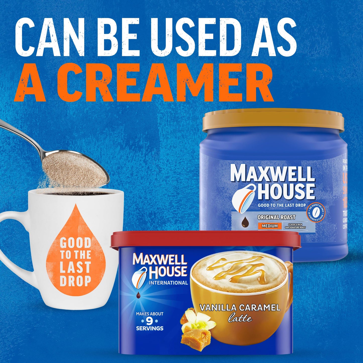 Maxwell House International Vanilla Caramel Latte Caf  -Style Instant Coffee Beverage Mix, 8.7 oz. Canister