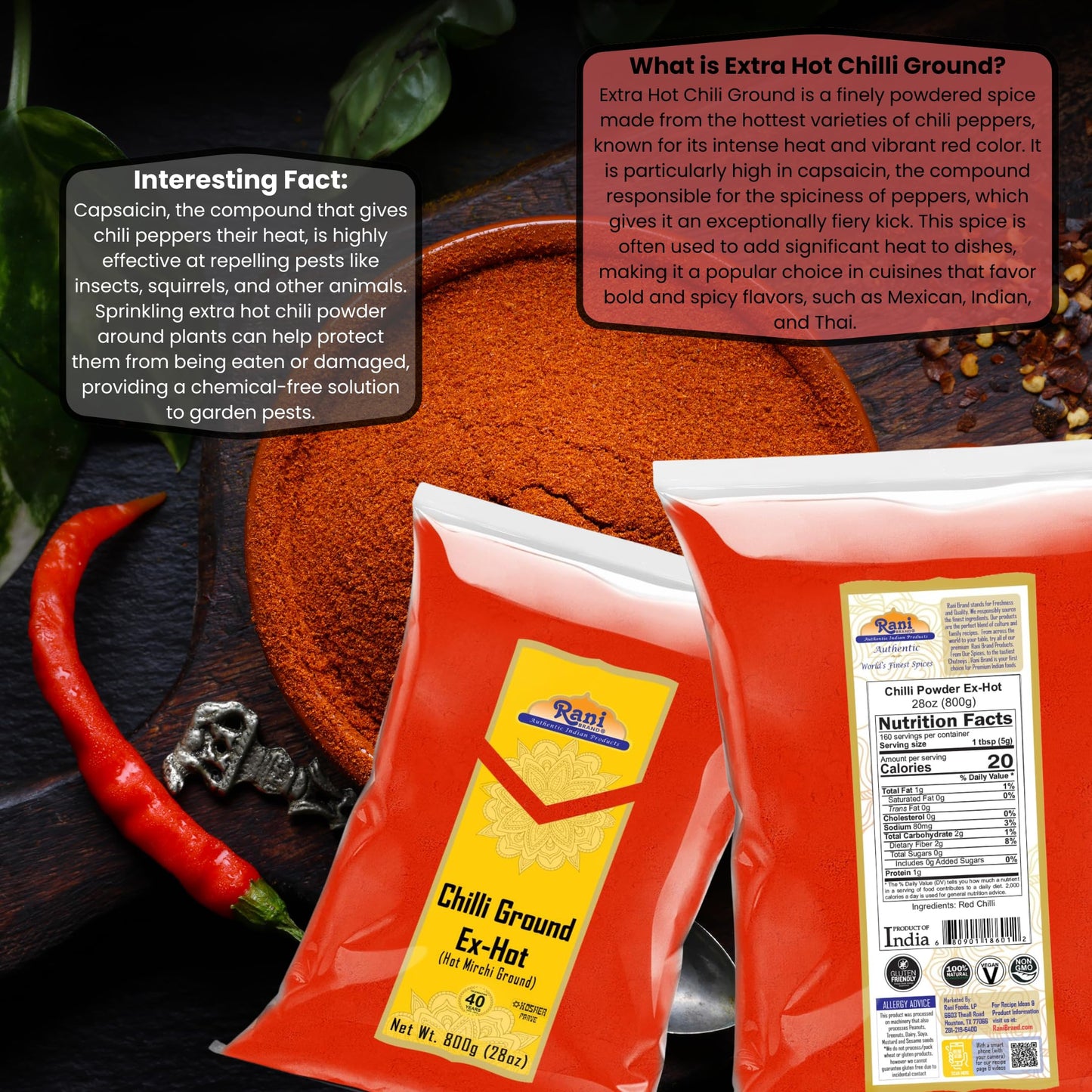 Rani Extra Hot Chilli Powder Indian Spice 28Oz (800G) ~ All Natural | No Color Added | Gluten Friendly | Vegan | Non-Gmo | Koshe