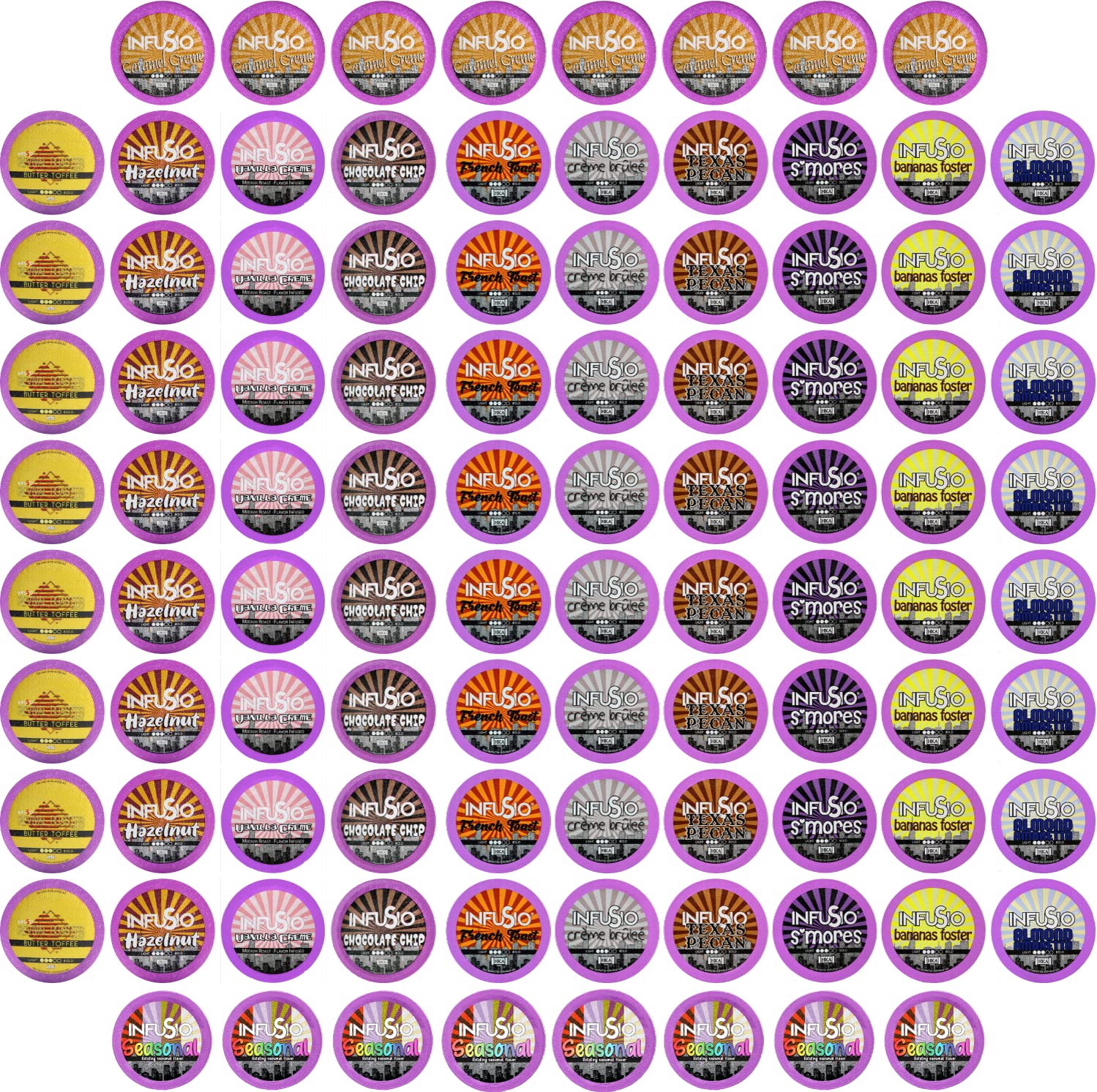 InfuSio Flavored Coffee Pods Variety Pack – 96 Count, Gourmet Dessert Blends for Keurig K-Cup 2.0