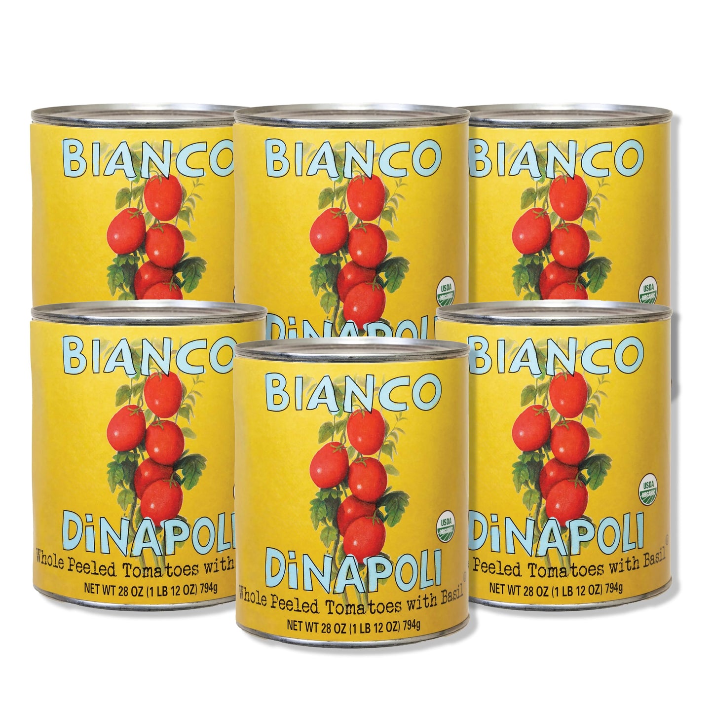 Bianco DiNapoli Organic Whole Peeled Tomatoes - Vine Ripened California Grown Tomatoes with Basil - Ideal for Flavorful Sauces, 