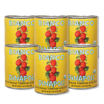 Bianco DiNapoli Organic Whole Peeled Tomatoes - Vine Ripened California Grown Tomatoes with Basil - Ideal for Flavorful Sauces, 
