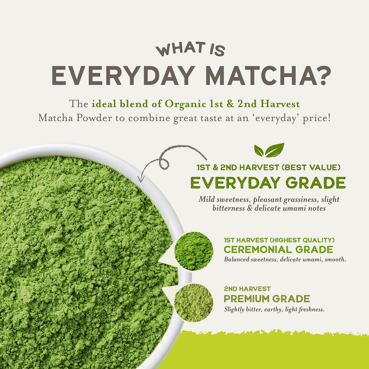 Sen Cha Naturals Organic Everyday Matcha Powder, Authentic Japanese Matcha Green Tea Powder, Premium First & Second Harvest Culi