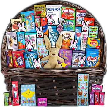 Easter Basket Gift (40Ct) - Already Filled Easter Gift Basket For Kids And 18+ Uses With Bunny  Candy  Snacks  And Treats - Boys  Girls  Grandchildren  Young Children  Toddlers  Men  Women