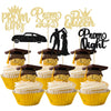Gyufise 24Pcs Black Gold Prom Cupcake Topper Prom Decorations for Party 2025 Prom Graduation Cupcake Topper 2025 Graduation Deco