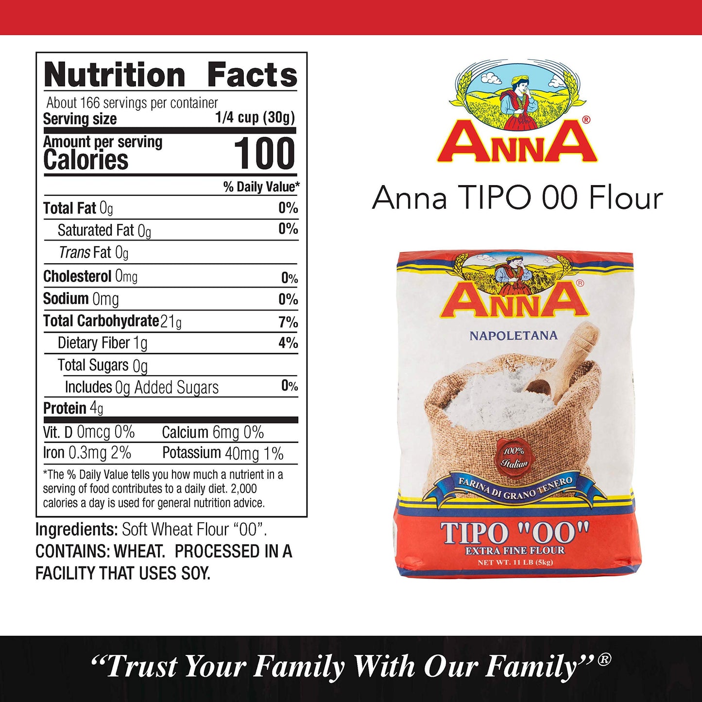 Cento Anna Napoletana Tipo "00" Extra Fine Unbleached Flour, 11 Pound