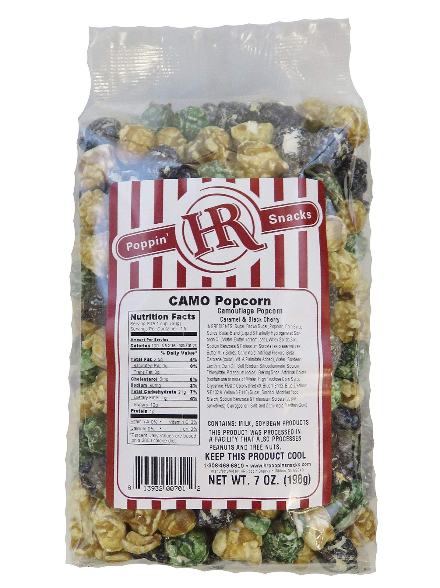 Camo Popcorn | 6 Pack | Hr Poppin' Snacks - Made In Usa - Made In Nebraska - Nebraska Popcorn - Produced In Gibbon, Nebraska