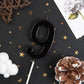 PHD CAKE Black Number Candles, 9 Inch Birthday Cake Candles, Wax Material