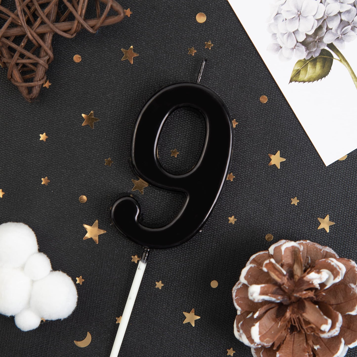 PHD CAKE Black Number Candles, 9 Inch Birthday Cake Candles, Wax Material