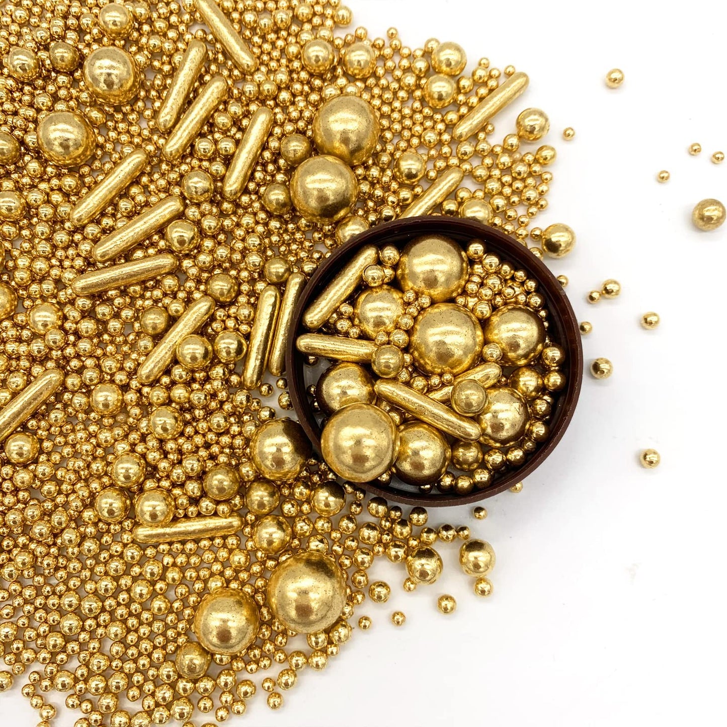 Sprinkles Gold Pearl Sugar Candy Mix Size, Nut Free, Baking Cake Decorations Cupcake Toppers Cookie Decorating Ice Cream Celebra