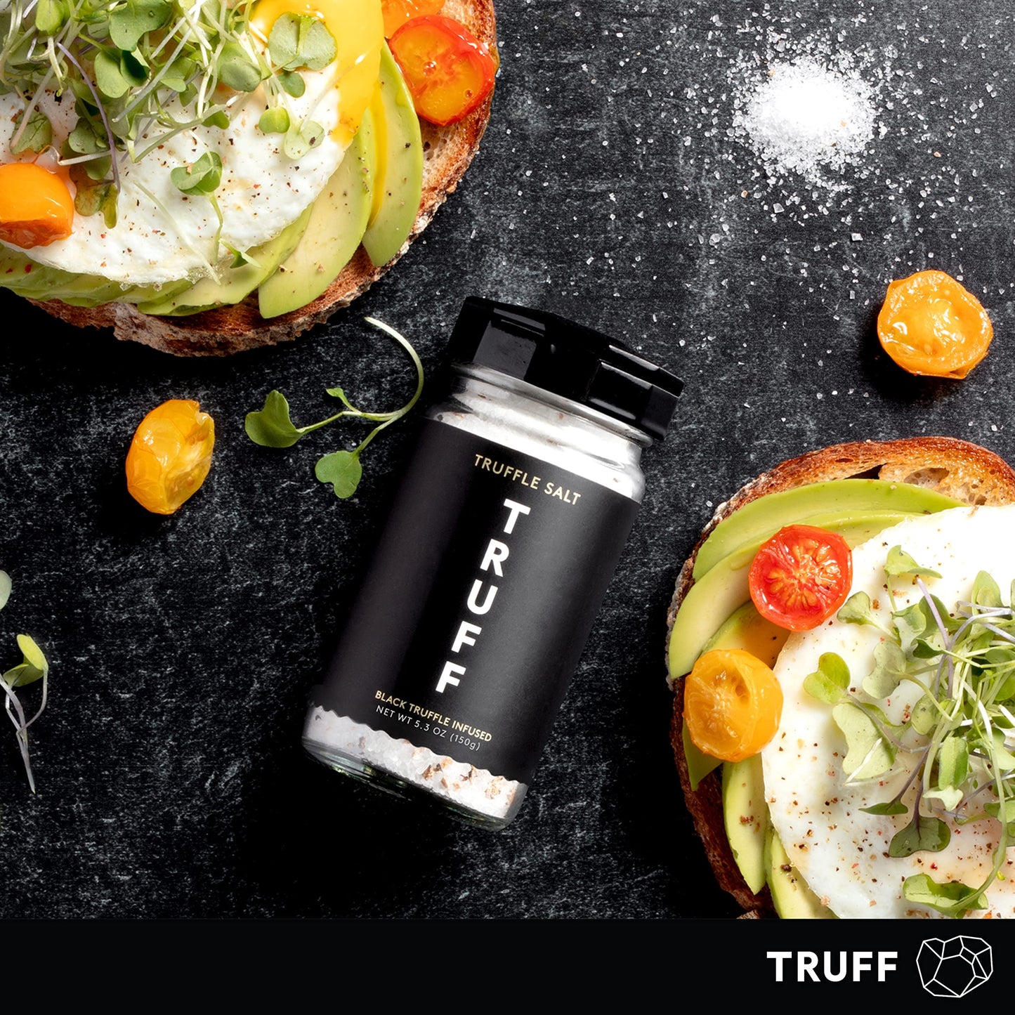 TRUFF Black Truffle Salt, Fine and Coarse Sea Salt, Dried Black Summer Truffles, Specialty Seasoning for A Truly Aromatic Flavor