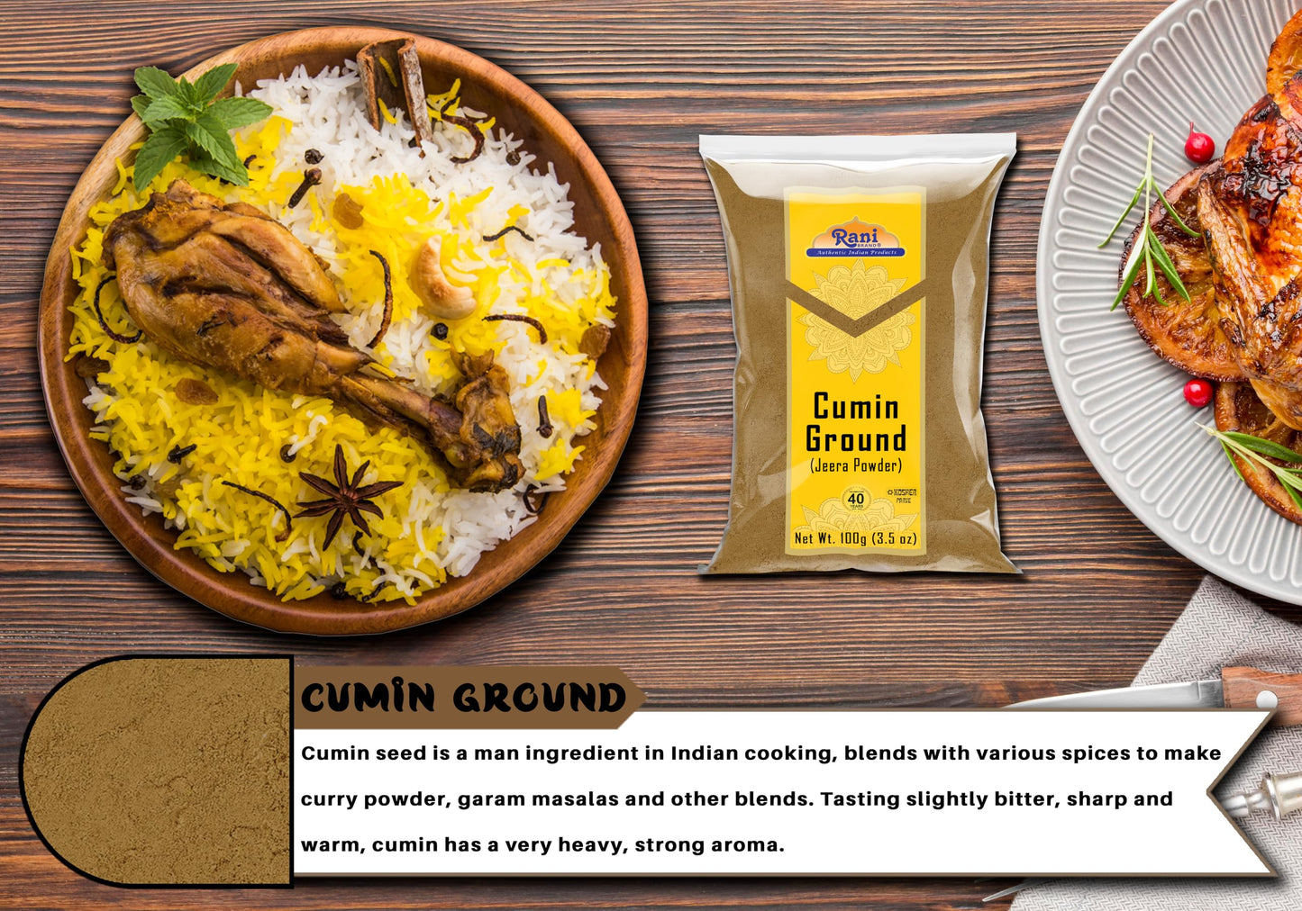 Rani Cumin (Jeera) Powder Spice 3.5Oz (100G) ~ All Natural | Vegan | Gluten Friendly | Non-Gmo | Kosher | Indian Origin