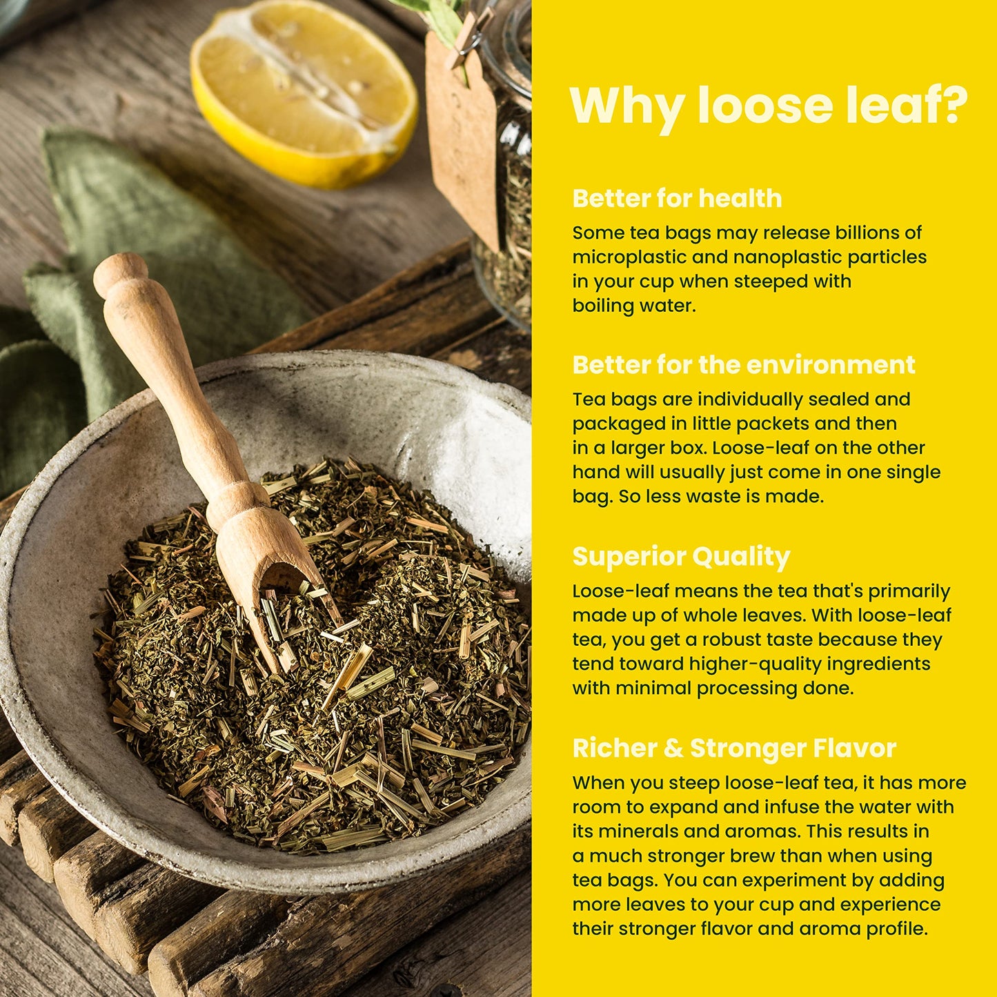 Gardenika Organic Lemon Spearmint Herbal Loose Tea - Caffeine-Free, Kosher - 4 oz