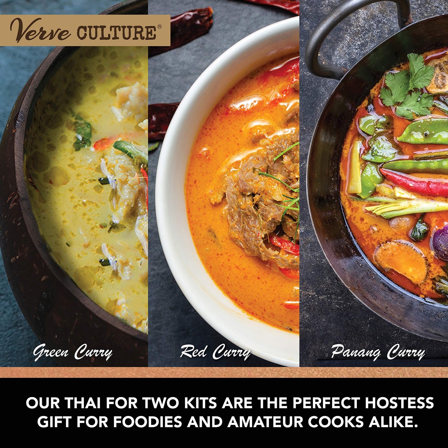 Verve Culture Thai For Two - Organic Thai Curry Cooking Sampler Kit | Usda Organic, Vegan, Gluten-Free | Made In Thailand
