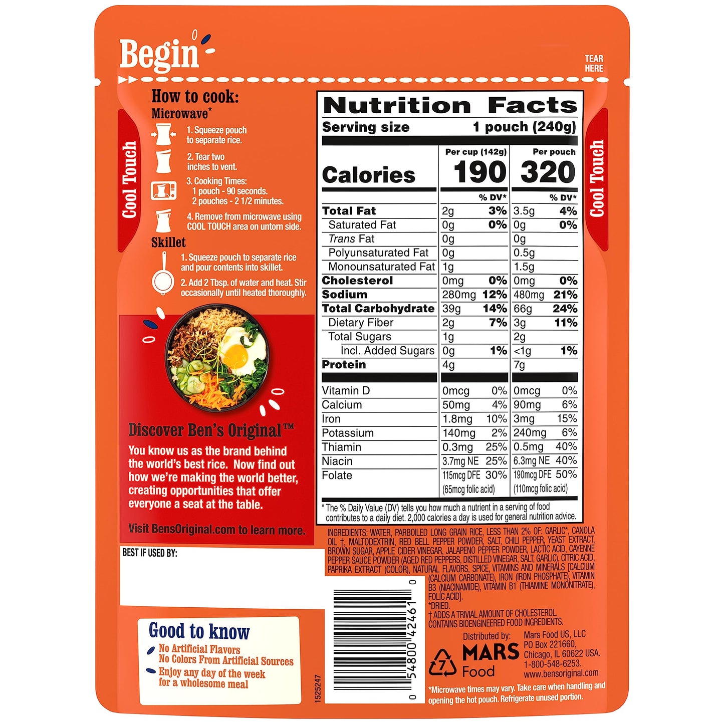 Bens Original Ready Rice Chili Garlic Flavored Rice, Easy Dinner Side, 8.5 oz Pouch (Pack of 12)