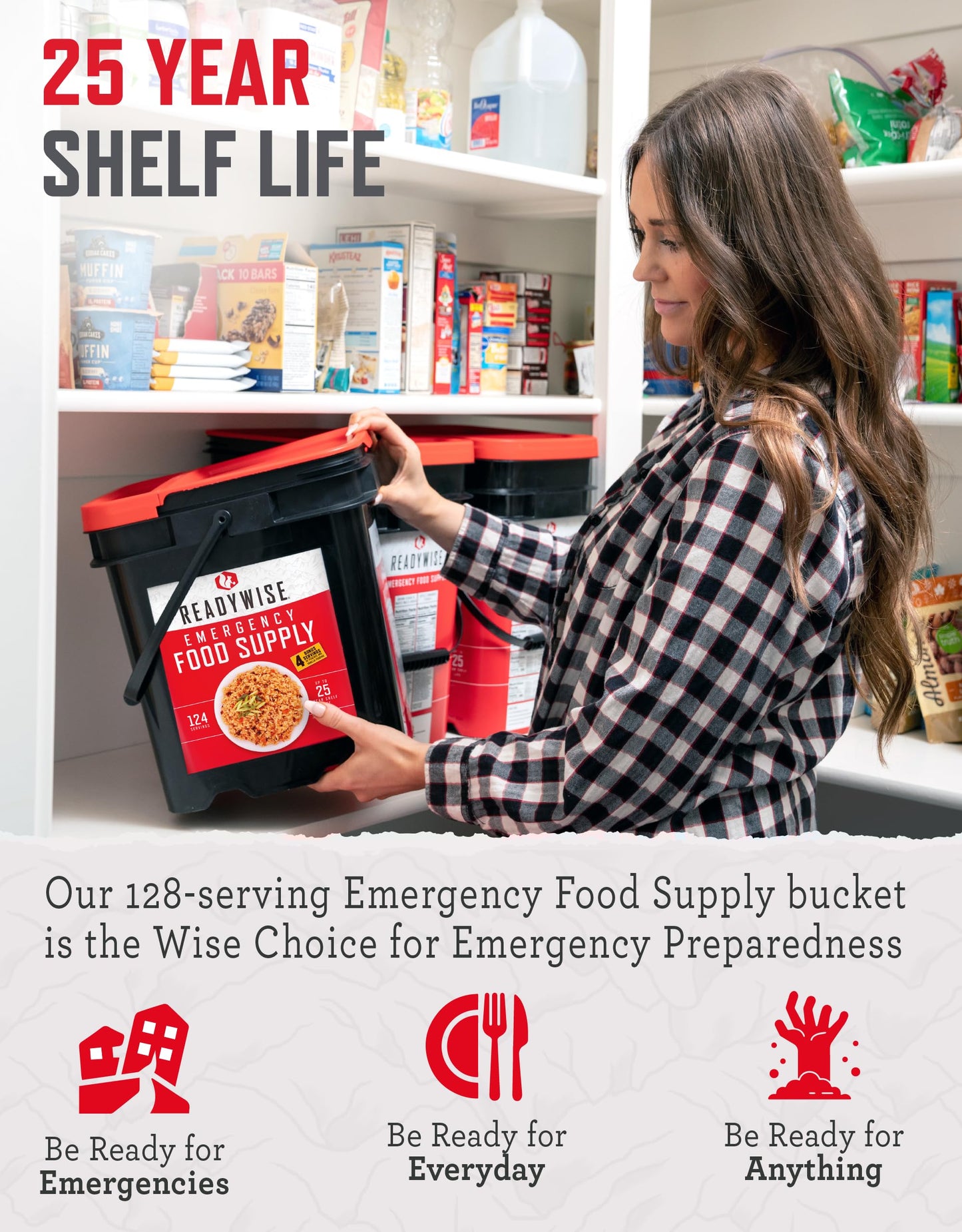 Readywise - Emergency Food Supply, 124 Servings, 1 Bucket, Freeze-Dried, Mre, Pre-Made, Survival And Adventure Essentials For Ca