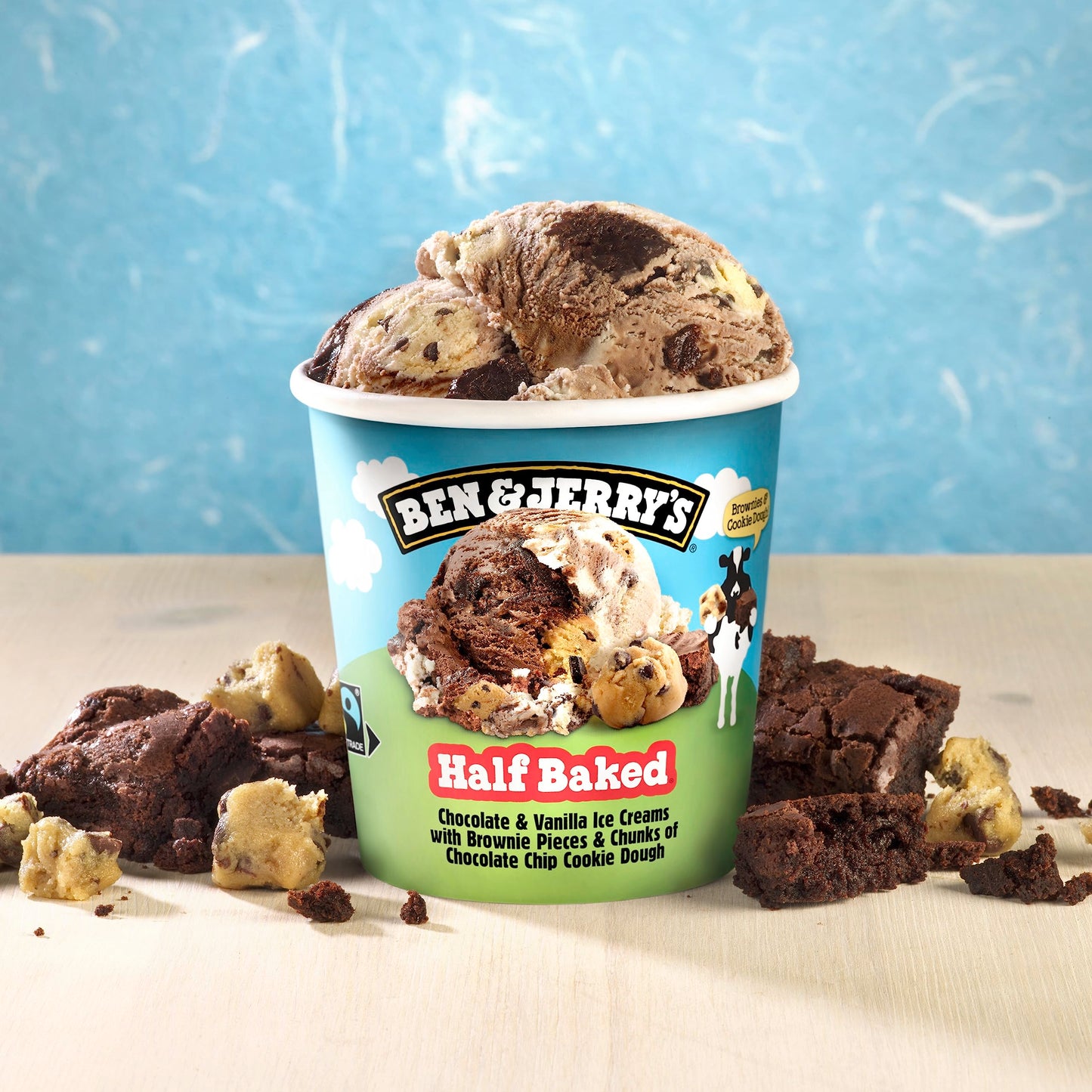 Ben & Jerrys Half Baked Chocolate & Vanilla Ice Cream Pint Non-GMO 16 oz