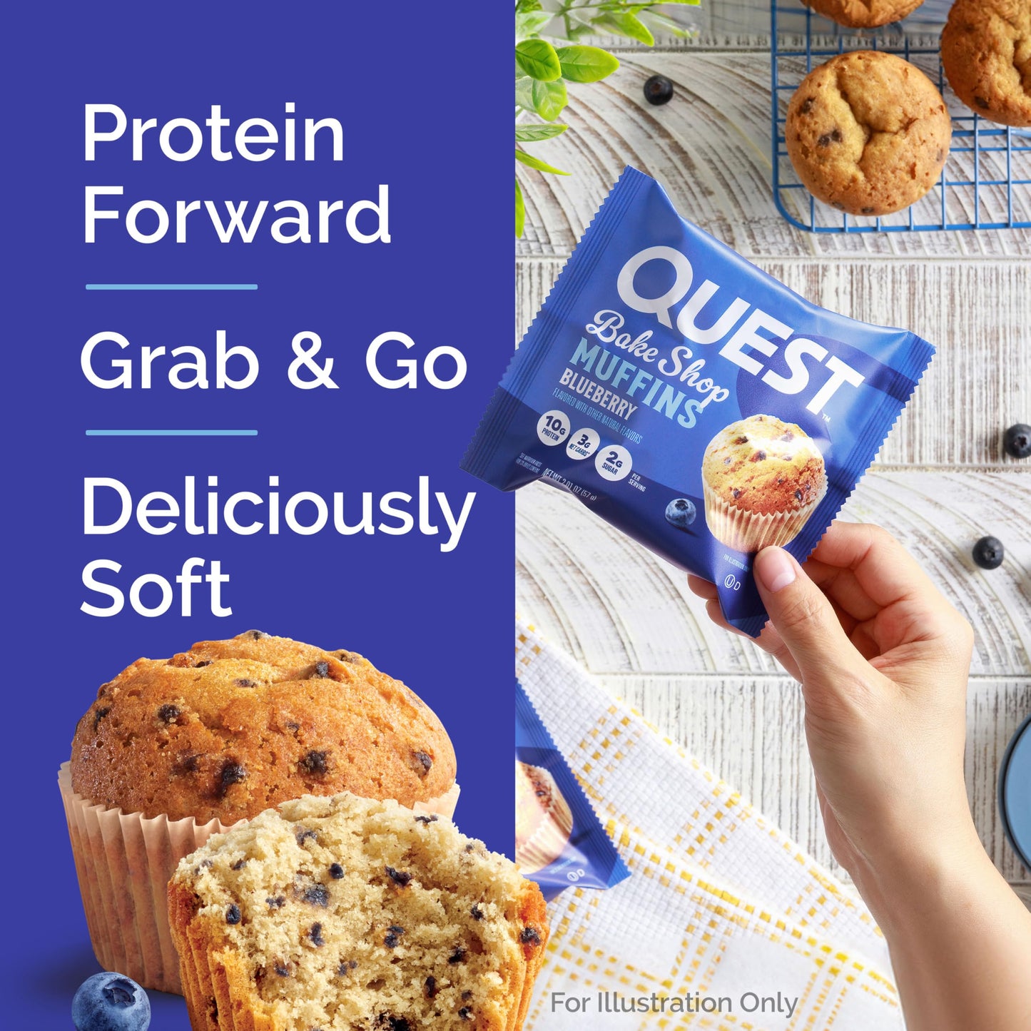 Quest Bake Shop, Blueberry Muffins, 10G Protein, 2G Net Carbs, 2G Sugar, 8 Count
