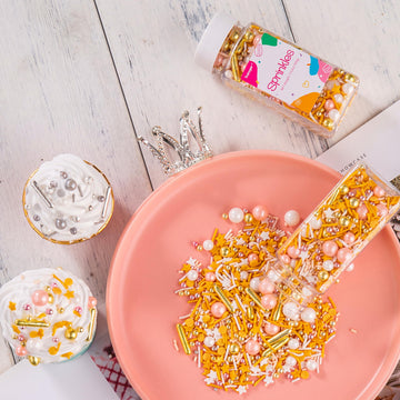 Pink Gold Sprinkles, Star Sprinkles For Cake Decorating Cupcake Toppers Ice Cream Cookie Baking, Wedding Party, 3.52Oz