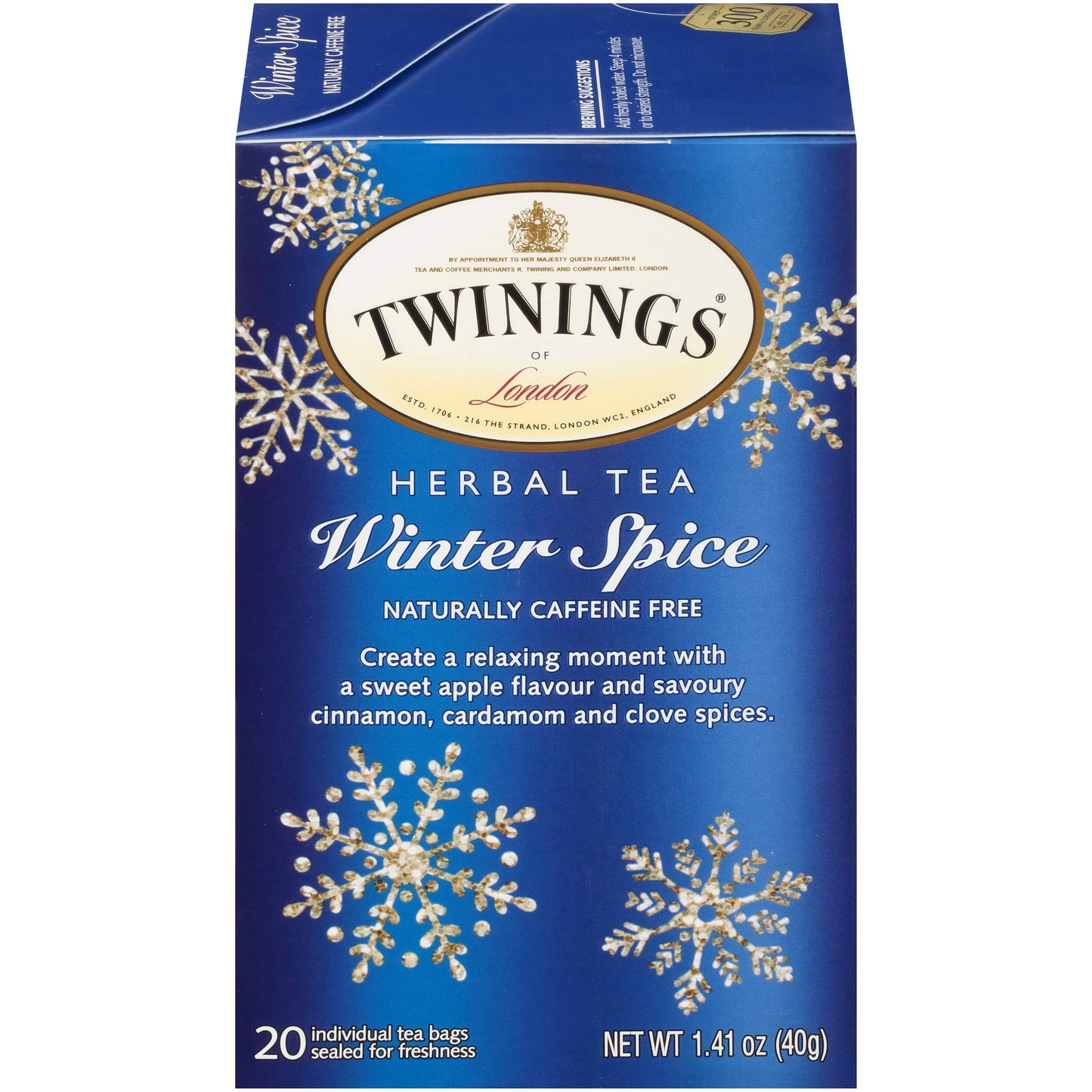 Twinings Holiday Variety Pack Tea Bags, Christmas Tea, Winter Spice, Gingerbread Joy, Peppermint Cheer, 20 Count (Pack of 4), En