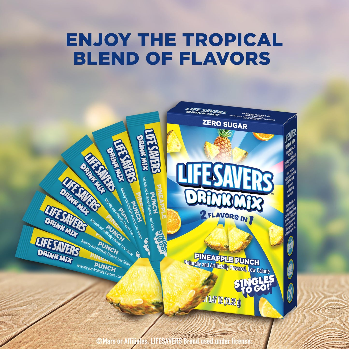 SINGLES TO GO! Lifesavers Pineapple Punch Drink Mix, 72 Sticks (6 Boxes, 0.12 oz each)