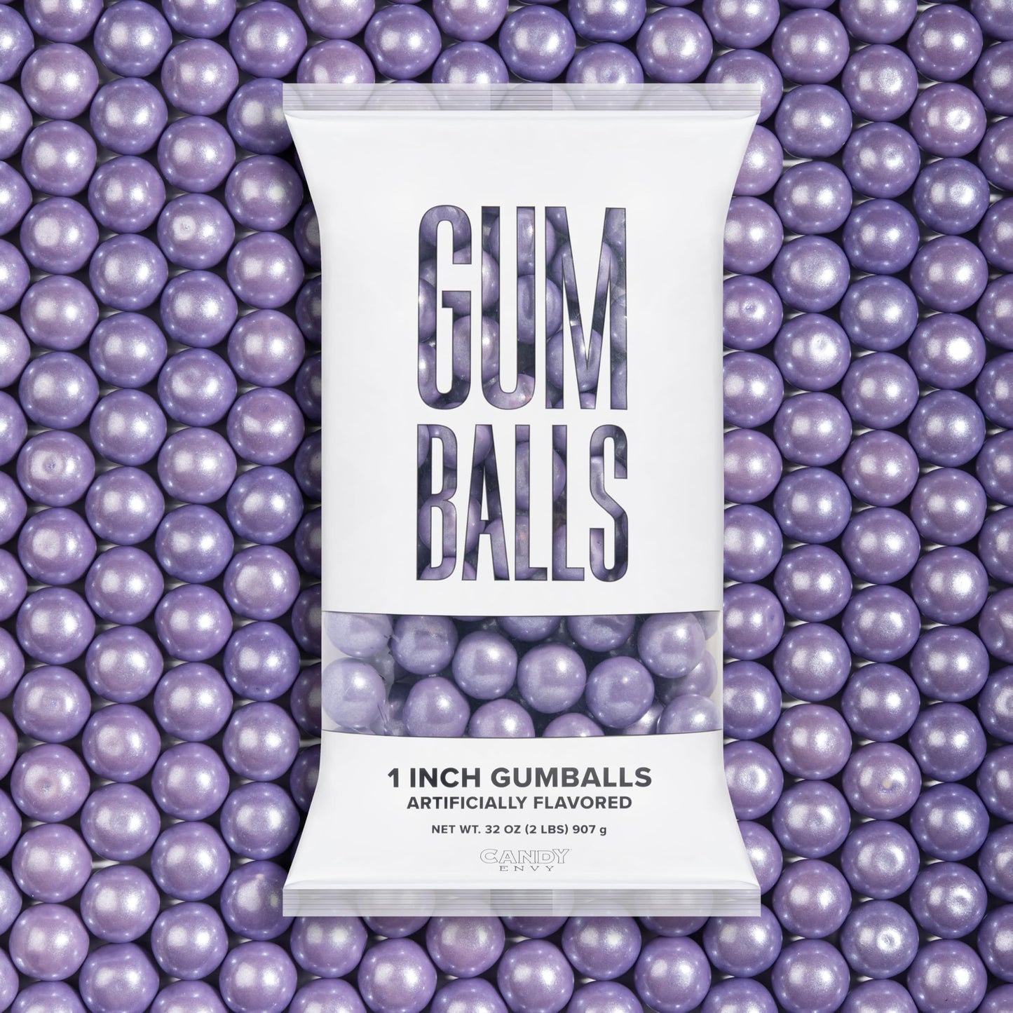 Candy Envy - Shimmer Lavender 1 Inch Gumballs - 2lb Bag - Approximately 113 Gumballs Per Bag - North American Made & Kosher Cert