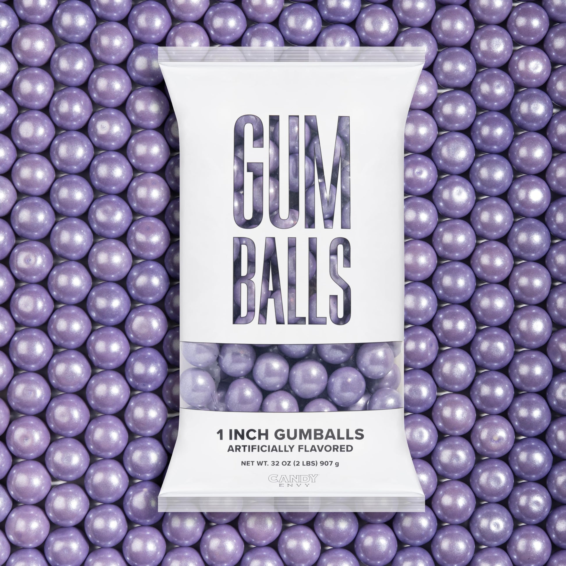 Candy Envy - Shimmer Lavender 1 Inch Gumballs - 2lb Bag - Approximately 113 Gumballs Per Bag - North American Made & Kosher Cert