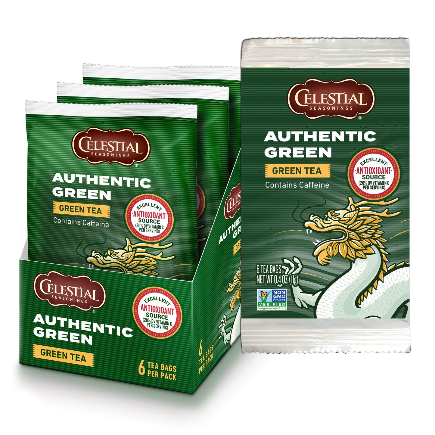 Celestial Seasonings Authentic Green Tea, 6 Count