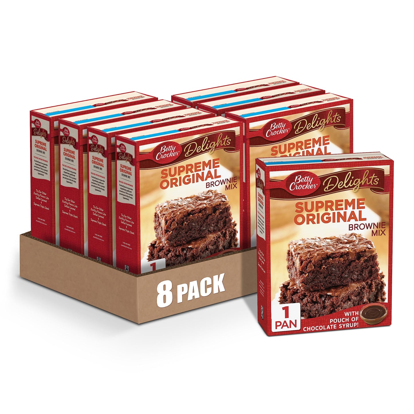 Betty Crocker Delights Supreme Original Brownie Mix, 16 oz. (Pack of 8)