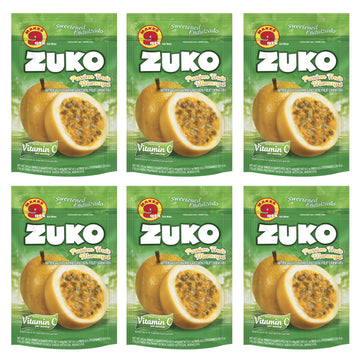 Zuko Passion Fruit Instant Powder Drink | Family Pack | No Sugar Needed | Vitamin C | 14.1 Ounce (Pack of 6)