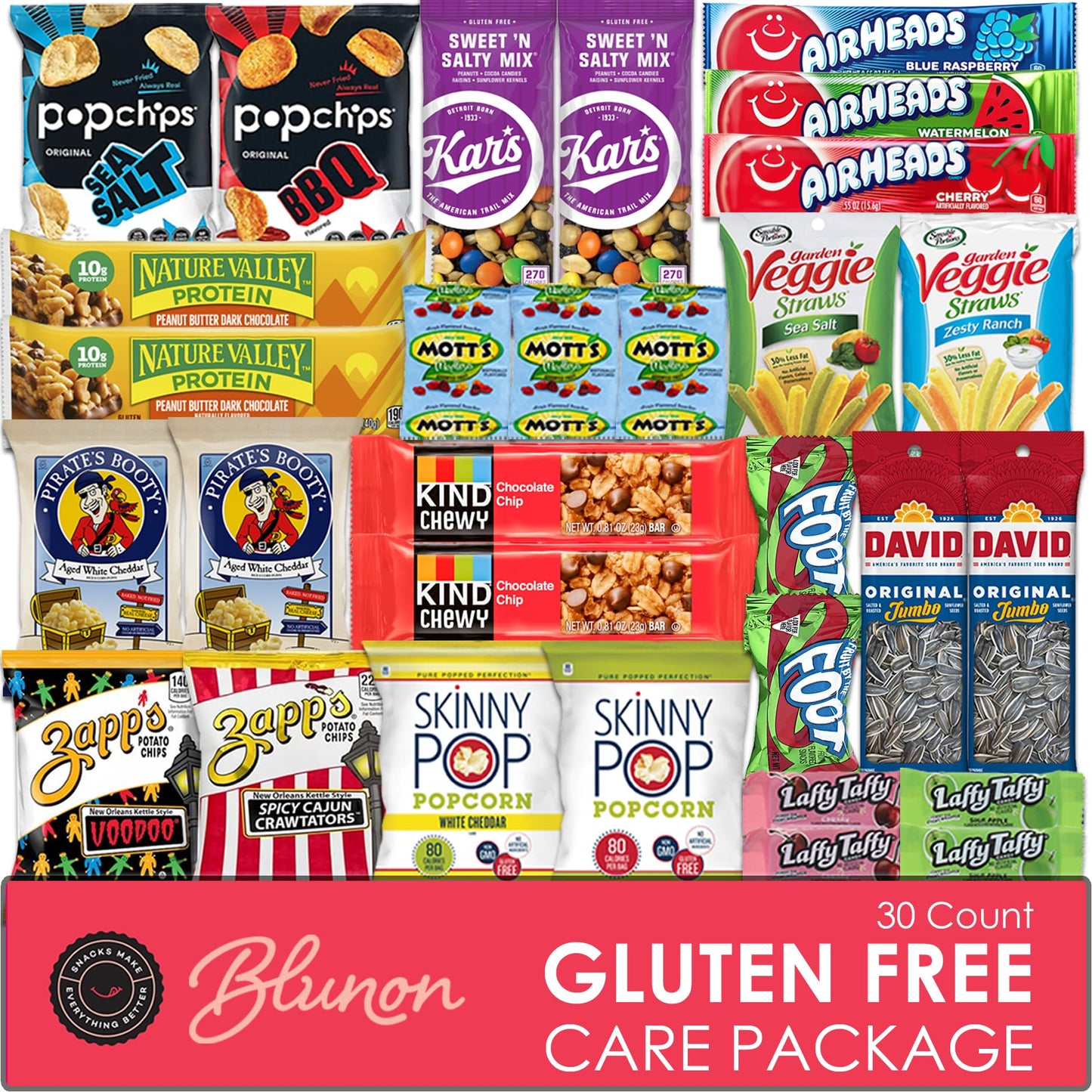 Gluten Free Snacks Variety Pack - Healthy Snack Box Care Package - Bulk Assortment (30 Count)
