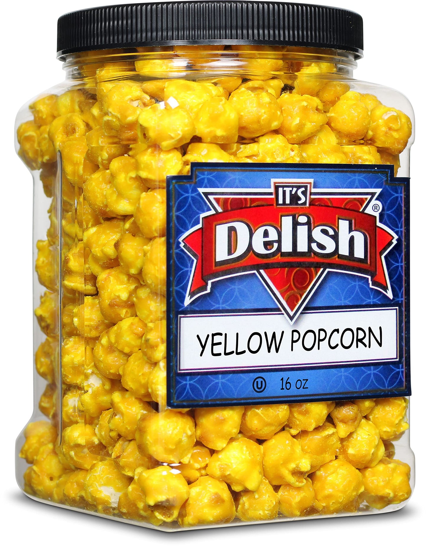 Gourmet Yellow Banana Flavored Popcorn by Its Delish, 16 Oz Jumbo Container | Bulk Air Popped Pop Corn Snack - Fruity Yellow Th