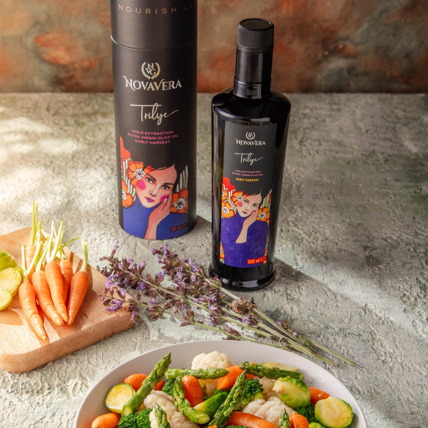 Nvg Novavera Trilye Polyphenol Rich Olive Oil, Medium, Pungency And Fruitiness With A Peppery Finish Extra Virgin Olive Oil, Evo