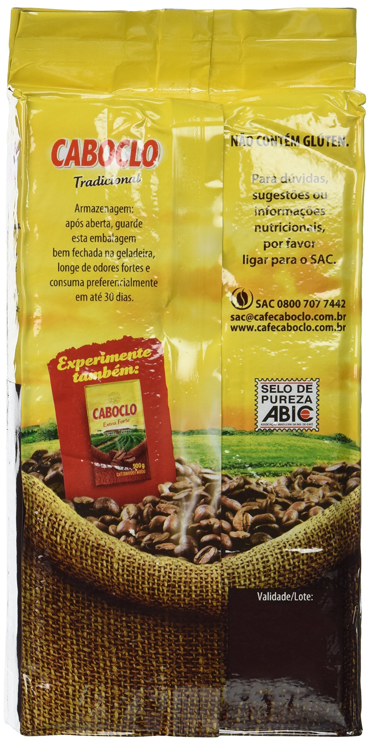 Roast N' Ground Coffee From Brazil - Caf    Torrado E Moido - Caboclo 17.60Oz (500G) Gluten Free