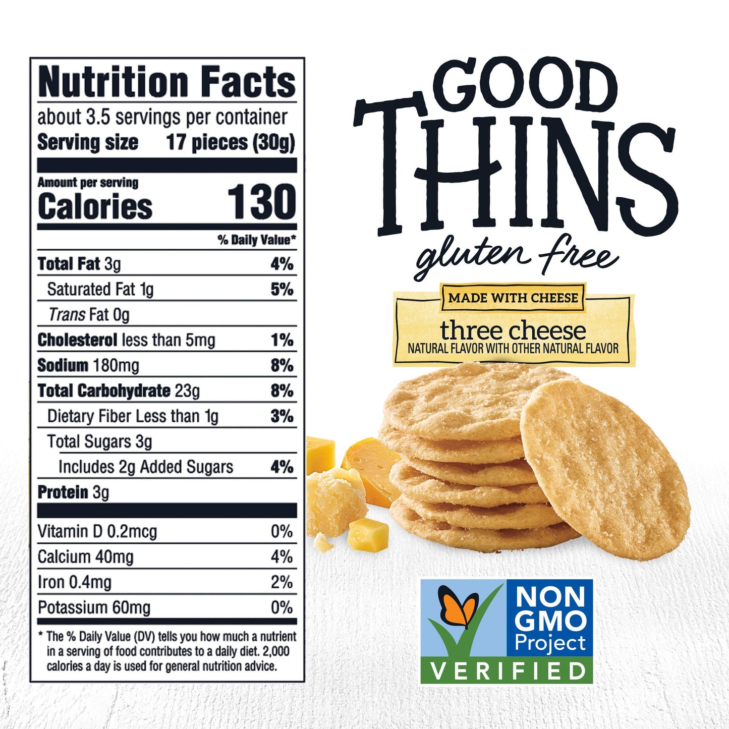 Good Thins Three Cheese Rice & Cheese Snacks Gluten Free Crackers, Bulk Snack Crackers, 6 - 3.5 oz Boxes
