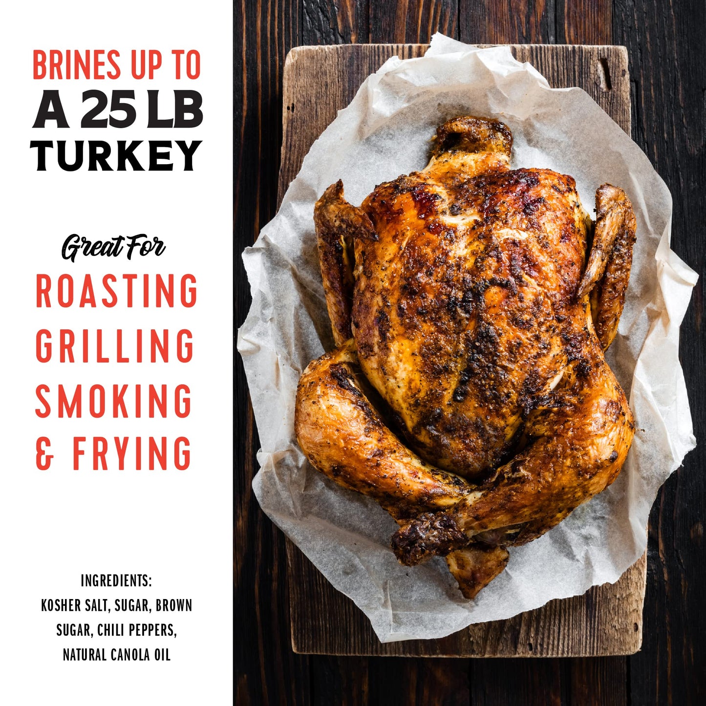 Fire & Flavor Sweet Heat Turkey Brine Kit - Seasonings for Roasting  Grilling  smoky aroma  and Frying Turkeys - Includes Brining Bag