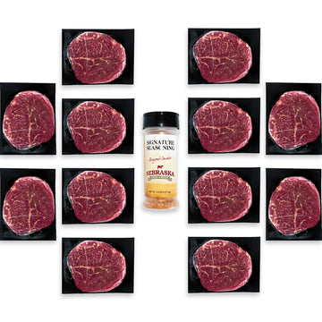 Nebraska Star Beef High Quality Steaks - 12 Packs With Signature Seasoning (12-8Oz Filet Mignon)