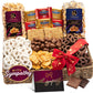 Nut Cravings KREMERY Sympathy Gift Basket - Chocolate Pretzels & Caramel Popcorn, Deluxe 3.5 lbs, Seagrass Tray with Ribbon & Card